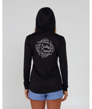 Drawn In Circles Hood Sunshirt - Black UPF 50+ sélection de produits