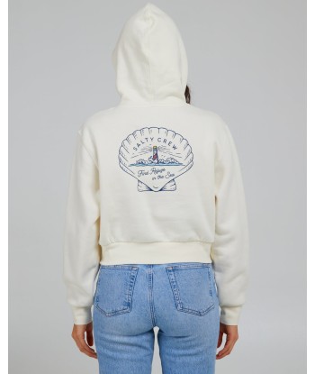 Scallop Crop Hoody - Off White livraison gratuite