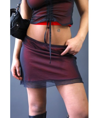 Ensemble top + jupe en mesh bordeaux le des métaux précieux