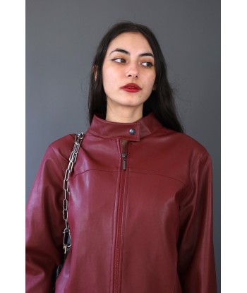 Veste de biker en similicuir bordeaux du meilleur 