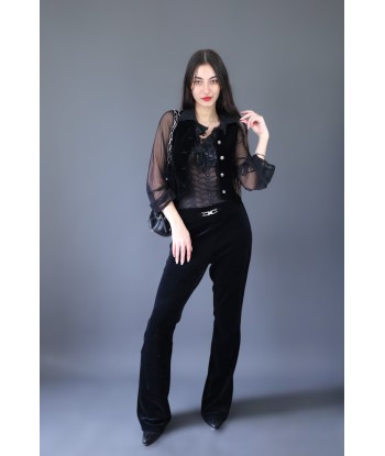 Ensemble veston + pantalon en velours noir pas cher 