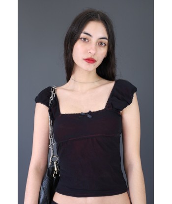 Ensemble top babydoll + jupe en mesh bordeaux ou a consommer sur place