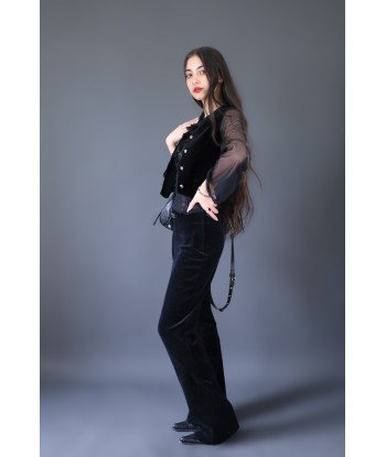 Ensemble veston + pantalon en velours noir pas cher 