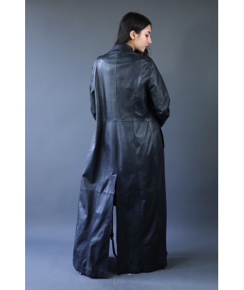 Trench long en cuir noir plus qu'un jeu 