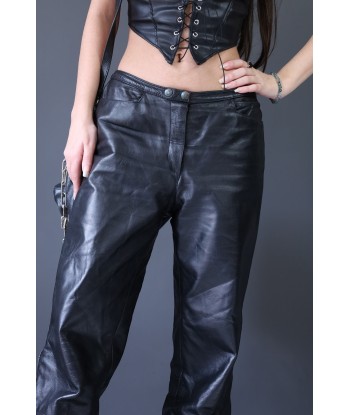 Pantalon flare en cuir noir de technologie