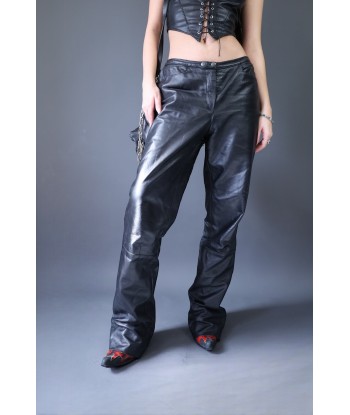 Pantalon flare en cuir noir de technologie