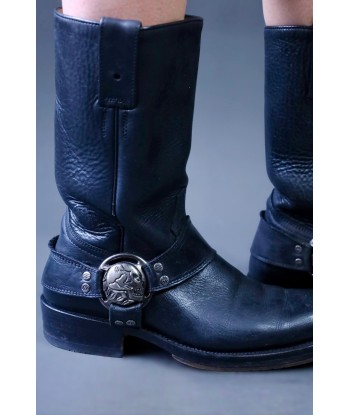 Bottes de biker en cuir noir New Rock la chaussure