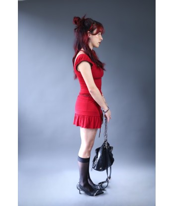 Ensemble top babydoll + mini jupe rouge solde