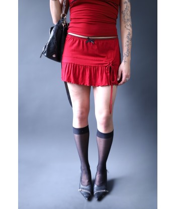 Ensemble top babydoll + mini jupe rouge solde