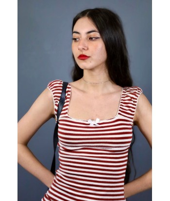 Ensemble top babydoll + mini short à rayures rouges le des métaux précieux