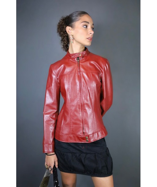 Veste de biker en similicuir bordeaux france