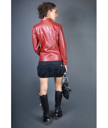 Veste de biker en similicuir bordeaux france