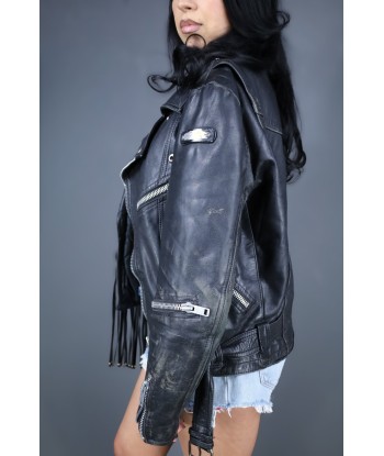 Veste de moto en cuir noir chez Cornerstreet bien 