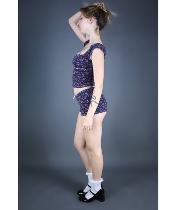 Ensemble top babydoll + mini short Ambre brillant des détails fins