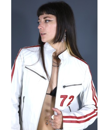 Veste en cuir blanc et rouge france