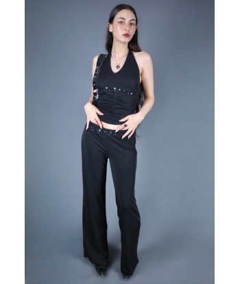 Ensemble top + pantalon noir à sequins plus qu'un jeu 