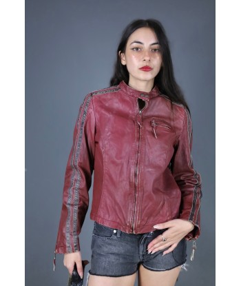 Veste de biker en cuir rouge en ligne des produits 