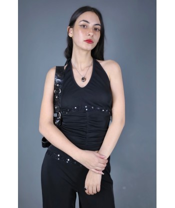 Ensemble top + pantalon noir à sequins plus qu'un jeu 