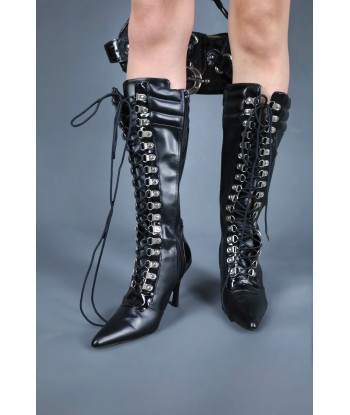 Bottes pointues noires à lacets shop