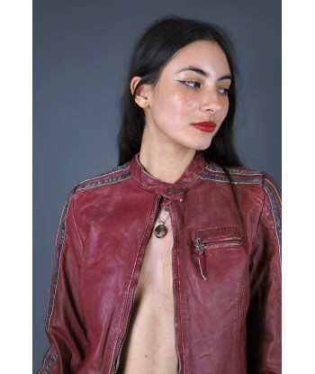 Veste de biker en cuir rouge en ligne des produits 