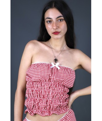 Ensemble bustier + short vichy rouge destockage