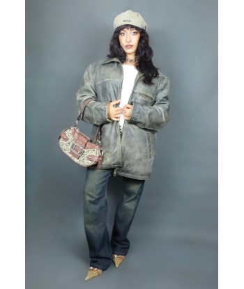 Veste oversize en cuir patiné 50-70% off 