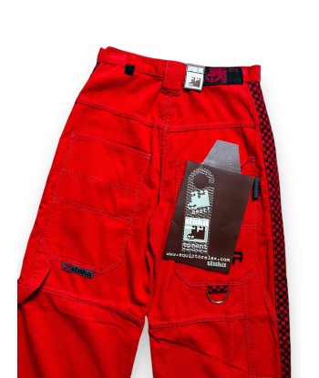 Pantalon baggy velours rouge deadstock de France