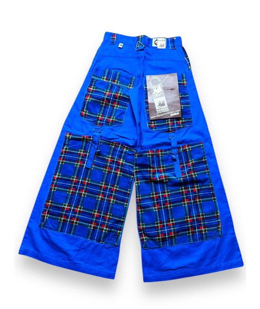 Pantalon baggy bleu et tartan deadstock de la marque