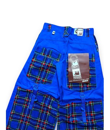 Pantalon baggy bleu et tartan deadstock de la marque