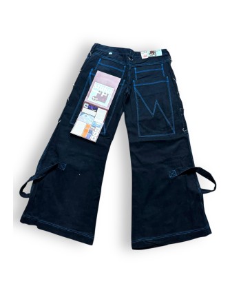 Pantalon baggy noir à poches et sangles deadstock Les êtres humains sont 