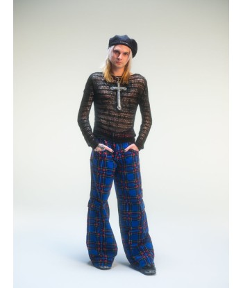 Pantalon baggy tartan bleu deadstock du meilleur 