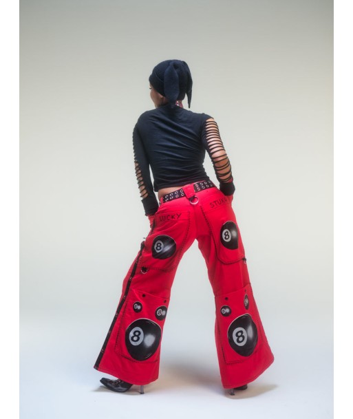 Pantalon baggy rouge à boules de billard deadstock Les êtres humains sont 