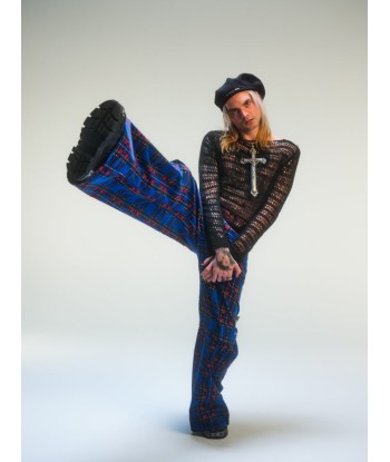 Pantalon baggy tartan bleu deadstock du meilleur 