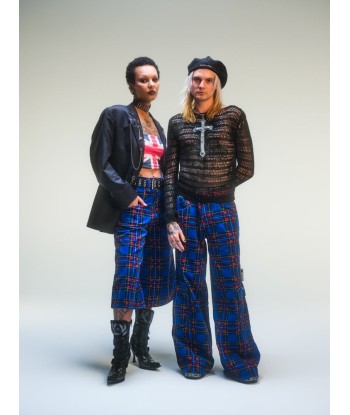 Pantalon baggy tartan bleu deadstock du meilleur 