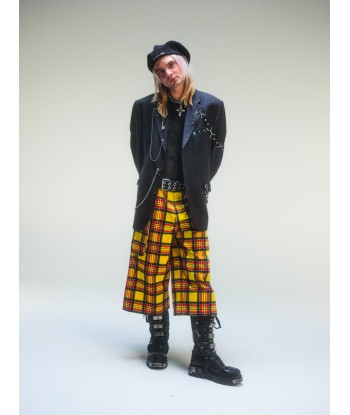 Short baggy tartan jaune deadstock pas cher chine