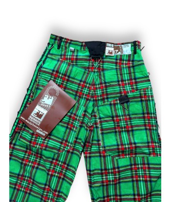 Short baggy tartan vert deadstock brillant des détails fins