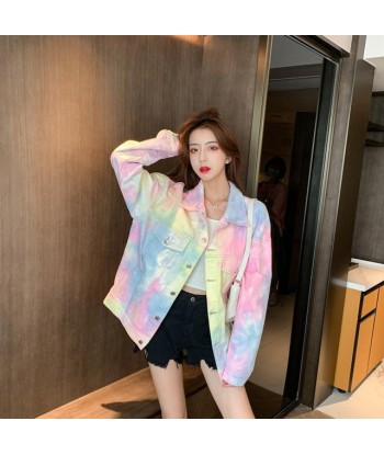 Korean Regenbogen-Jeans Jacket Fin de série