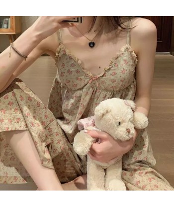 Korean Pajamas Floral Trouser Suits en ligne