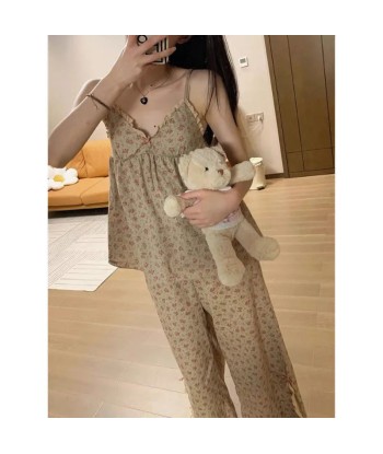 Korean Pajamas Floral Trouser Suits en ligne