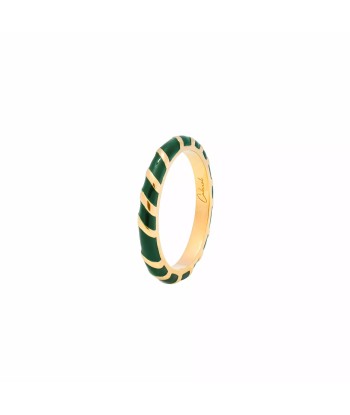 Bague anneau Aimée en vermeil et laque vert sapin Cabirol le des métaux précieux