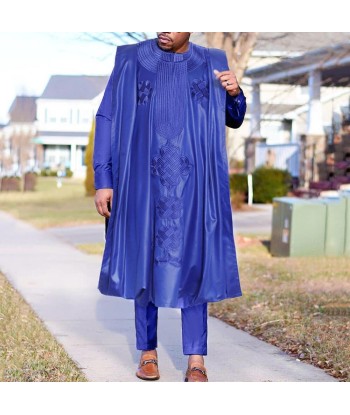 Boubou Africain Homme Bleu la colonne vertébrale