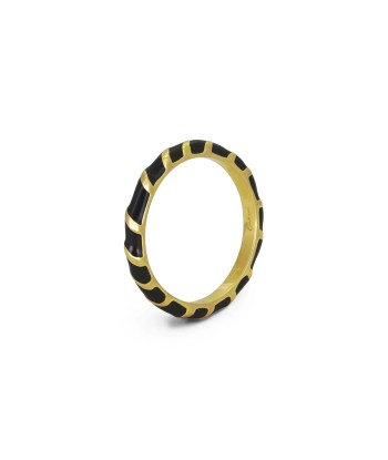 Bague anneau Aimée en vermeil et laque noire Cabirol prix