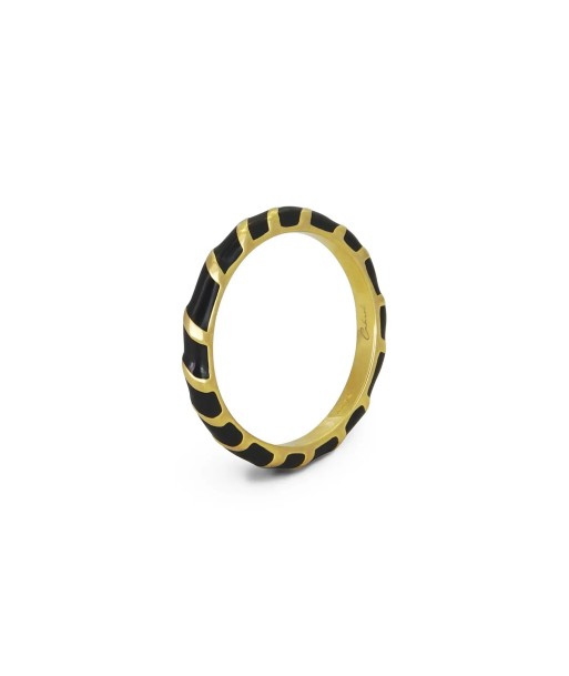 Bague anneau Aimée en vermeil et laque noire Cabirol prix