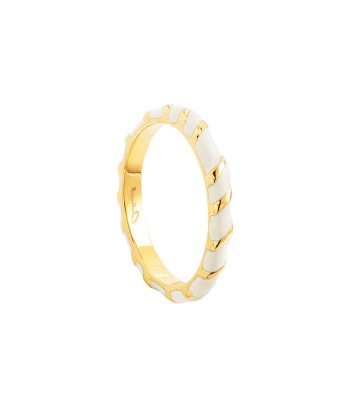 Bague anneau Aimée en vermeil, et laque ivoire Cabirol en stock