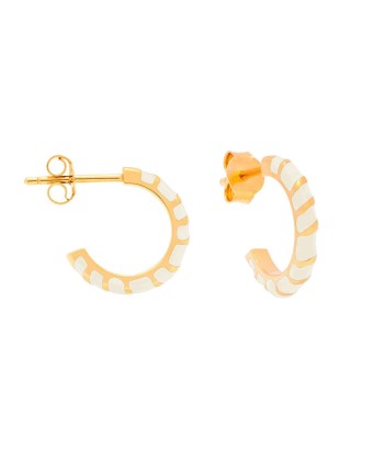 Boucles d’oreilles mini créoles Aimée en vermeil laqué Ivoire Cabirol Par le système avancé 