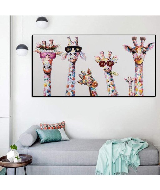 Tableau Girafe Coloré basket pas cher