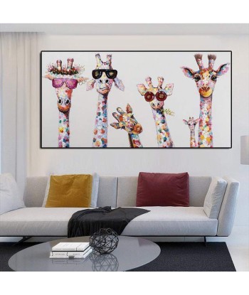 Tableau Girafe Coloré basket pas cher