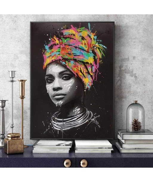 Tableau Visage Africain Noir et Blanc pas cheres