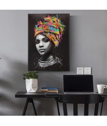 Tableau Visage Africain Noir et Blanc pas cheres