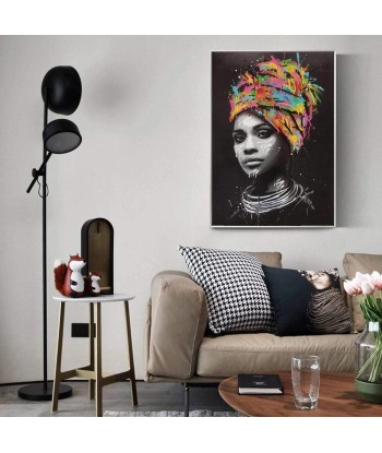 Tableau Visage Africain Noir et Blanc pas cheres